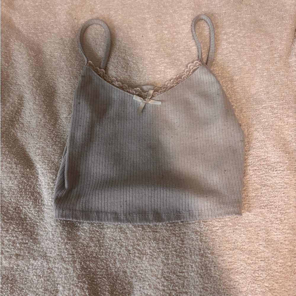 Urban Renewal Gray Lace-Trimmed Top